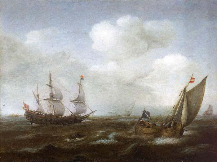 Hendrik Cornelisz. Vroom A Dutch Ship and Fishing Boat in a Fresh Breeze